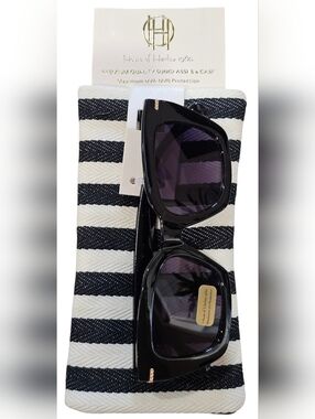 House of Harlow 1960 Black Oversized Square Women's Sunglasses, UV Protection
